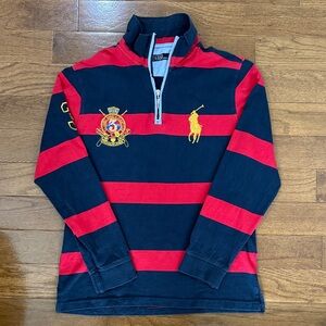 Polo Ralph Lauren Red/Navy Striped Quarterzip Pullover Medium